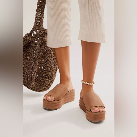 Free People Harbor Flatform Sandal Tan Chuky Slide - Picture 4 of 6